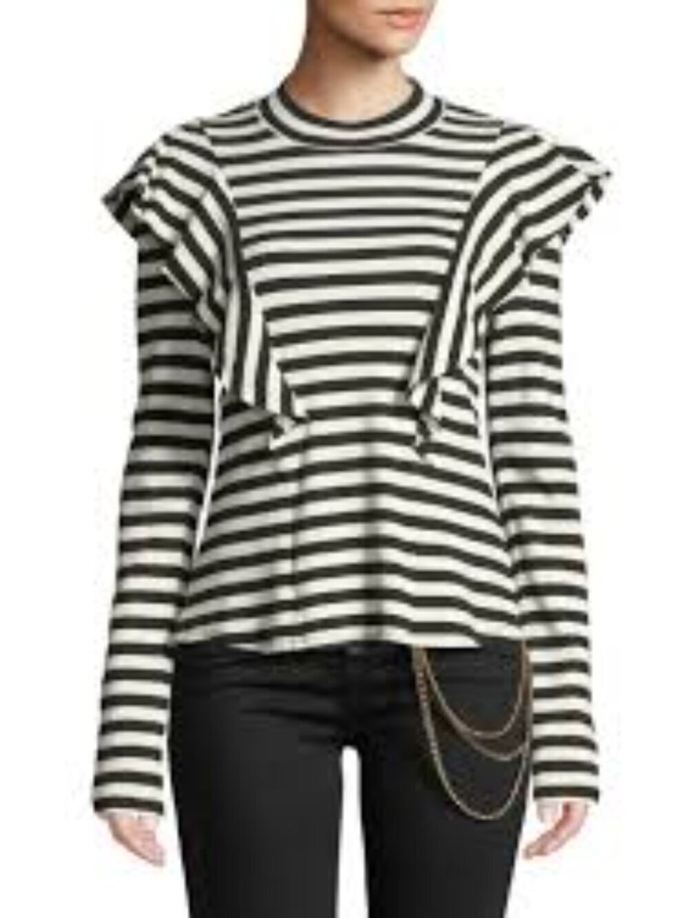 Veronica Beard Jeans Dawson Tee White/Black Size Medium
